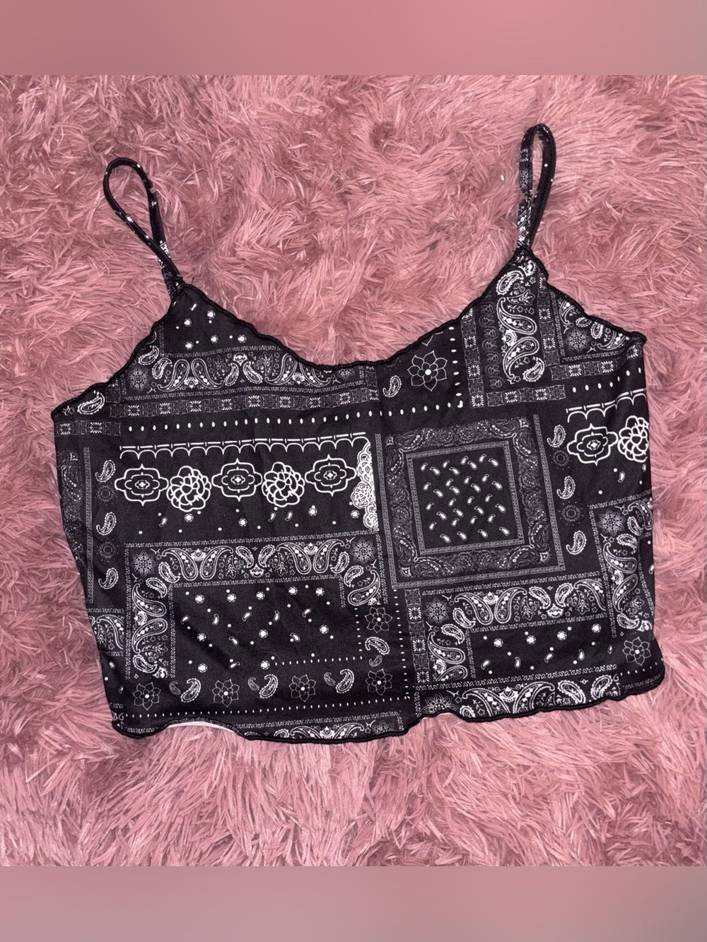 SHEIN Black Bandana Print Camisole Crop Top